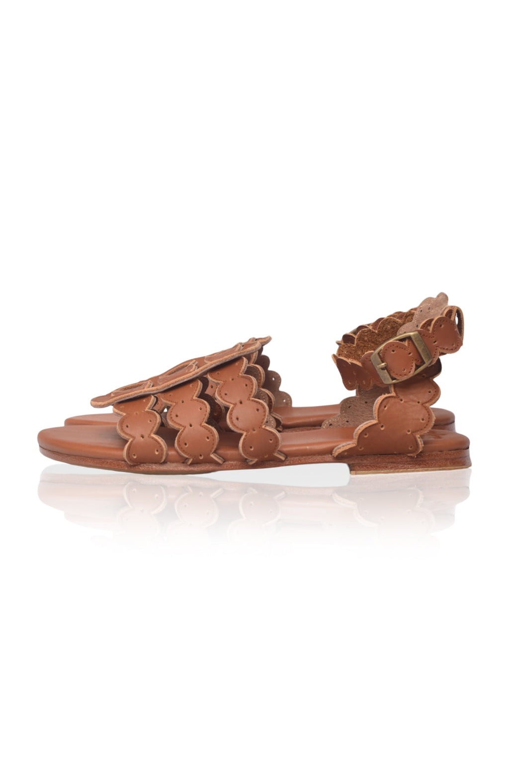 Spell Scalloped Leather Sandals