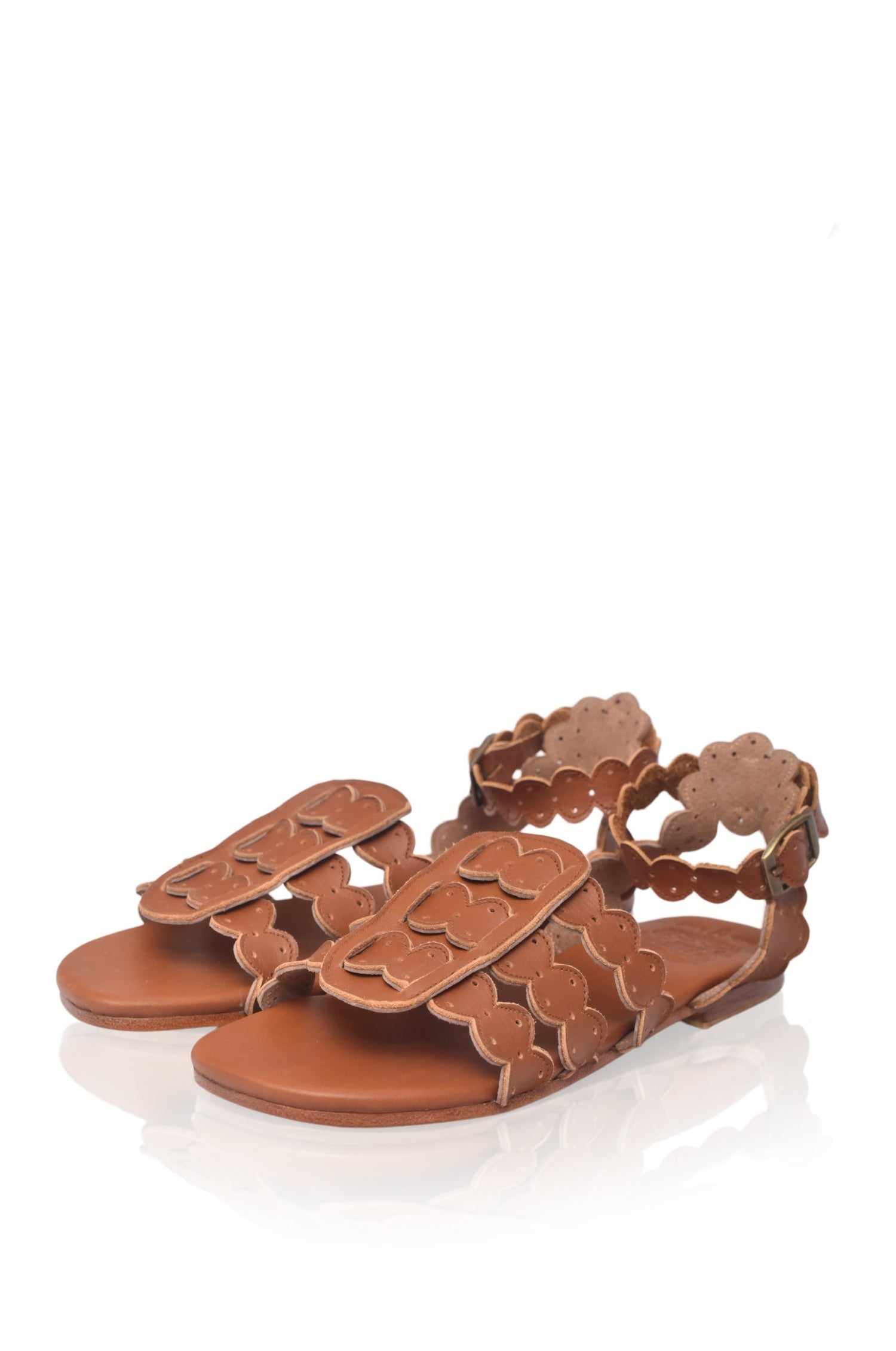 Spell Scalloped Leather Sandals