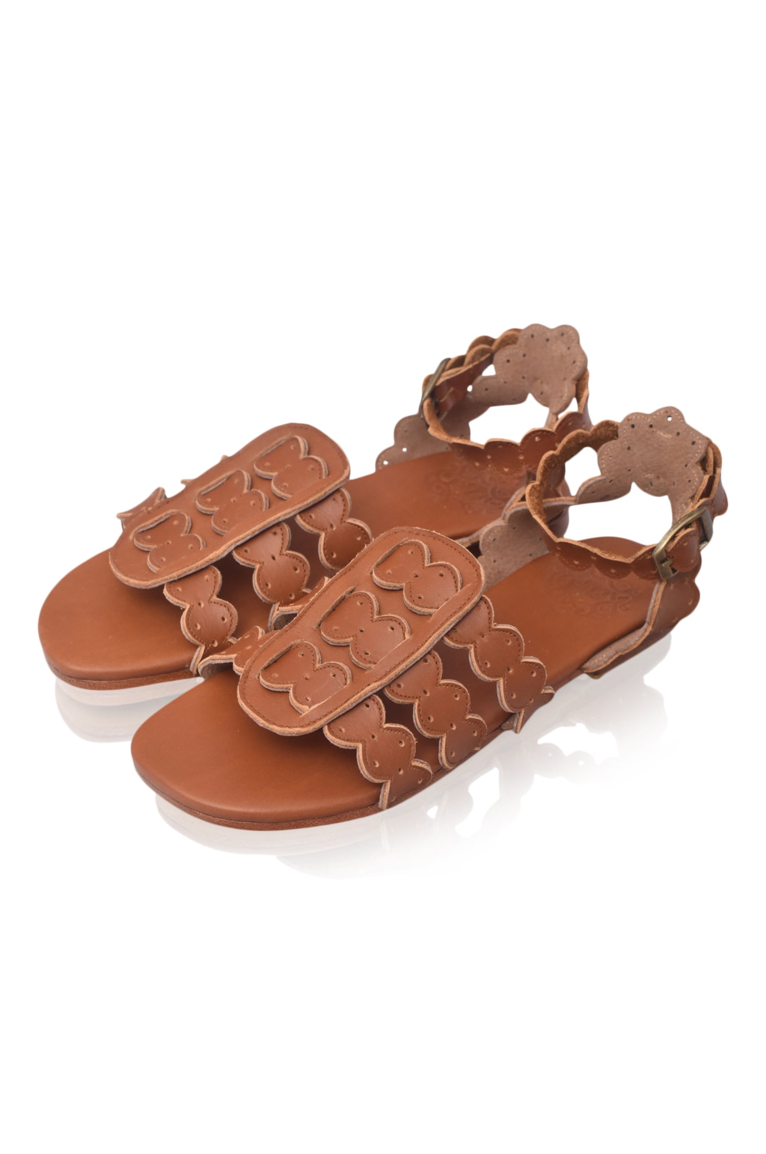 Spell Scalloped Leather Sandals